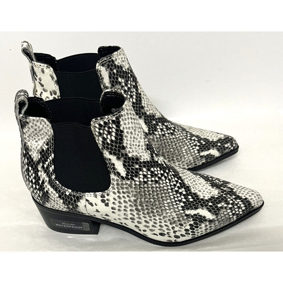NEW BLONDO Emelia Snakeskin Waterproof Chelsea Boots 6.5 M Black & White - Picture 1 of 10
